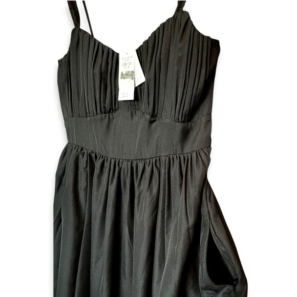 Abercrombie & Fitch Black Ruched Chiffon Empire Whimsigoth Babydoll Mini Dress M - Picture 6 of 11